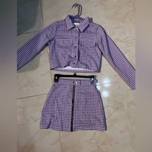 plaid jacket and skirt set